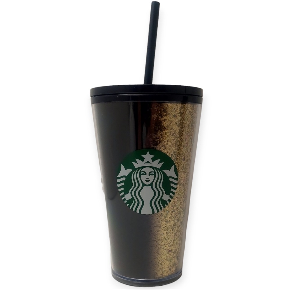 Starbucks Exclusive Holiday 2020 Gold Glitter Black 16oz Tumbler Cup Grande